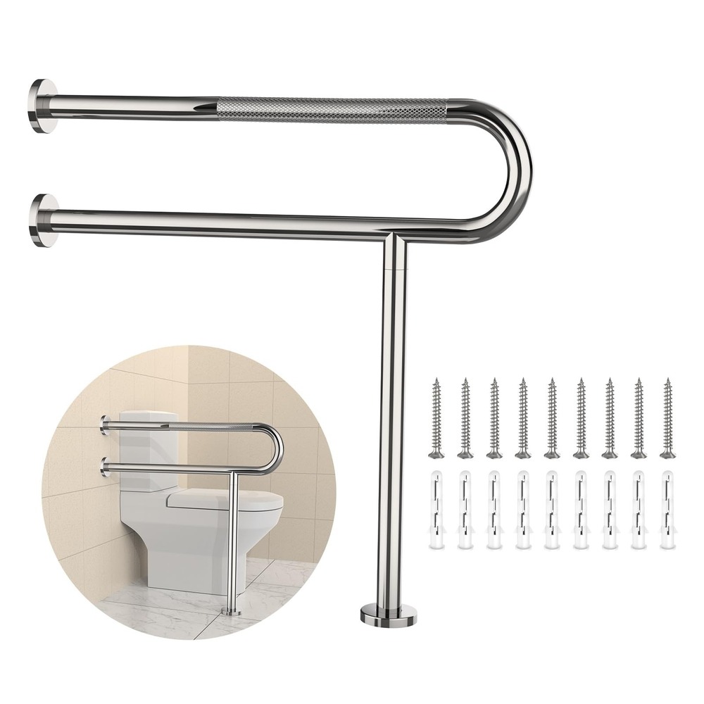 YuanDe 32 Inch Toilet Grab Bar Chrome Stainless Steel Handicap Rail Elderly